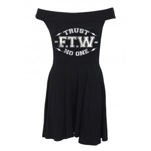 Dragstrip Kustom. Women`s  Trust No One Bardot Neck Skater Dress